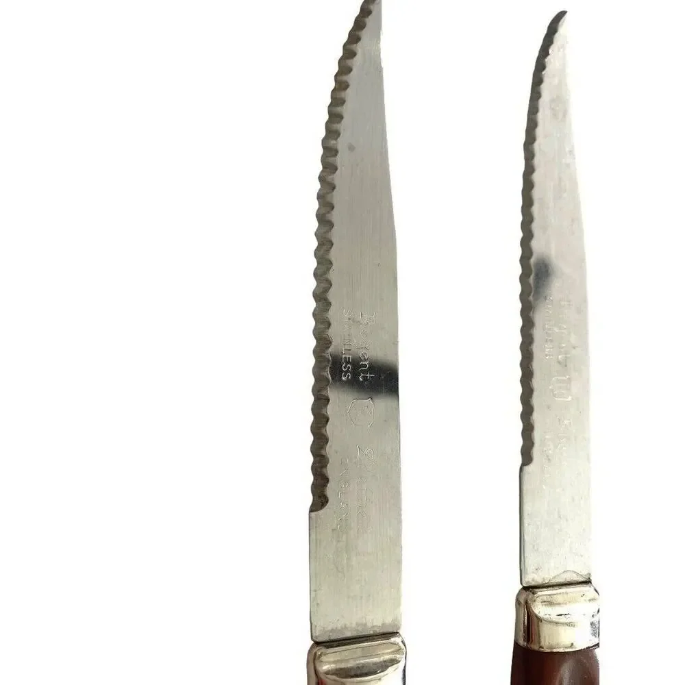 Regent Steak Knife Set of 5 Bakelite Brown Handle Stainless Blade Vintage